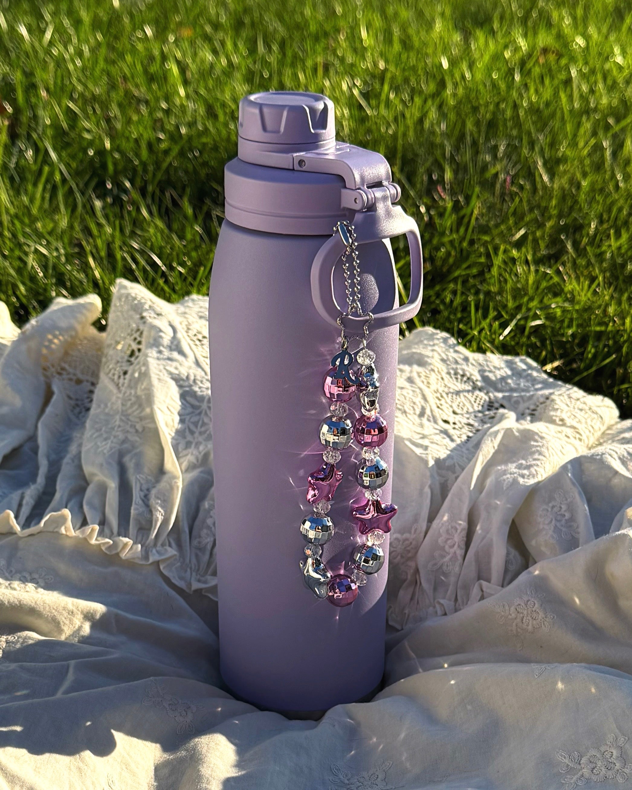 Twinkle Twins Phone Charm in Metallic Pink